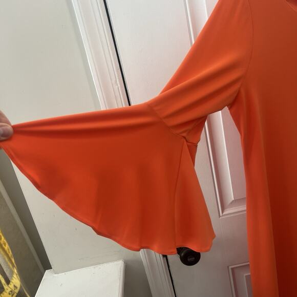Calvin Klein Orange Midi Dress with Bell Sleeves - Picture 7 of 8